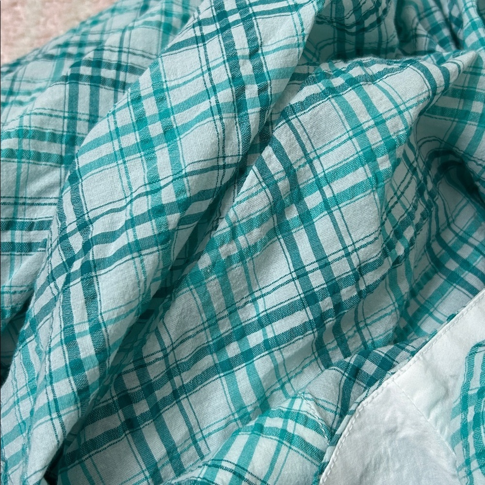 NWT Anthropologie Maeve Teal and White Plaid A Line Midi Skirt Size‎ Medium - Picture 11 of 11